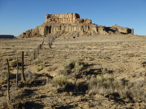 GDMBR: In camp, looking toward the north along the Felipe-Tafoya Land Grant fence.